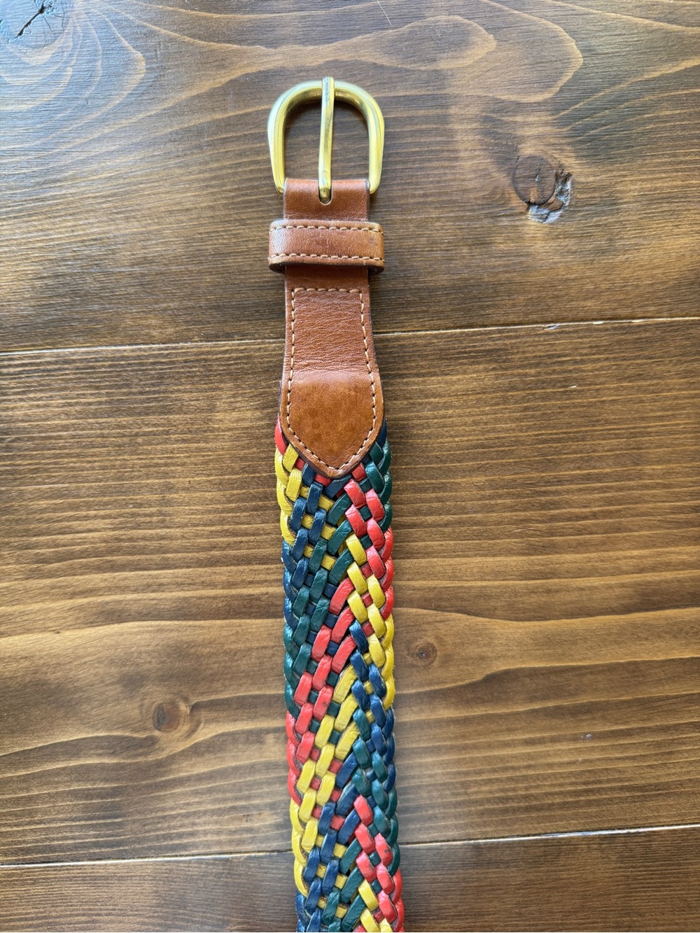 Rainbow Braided Leather Belt